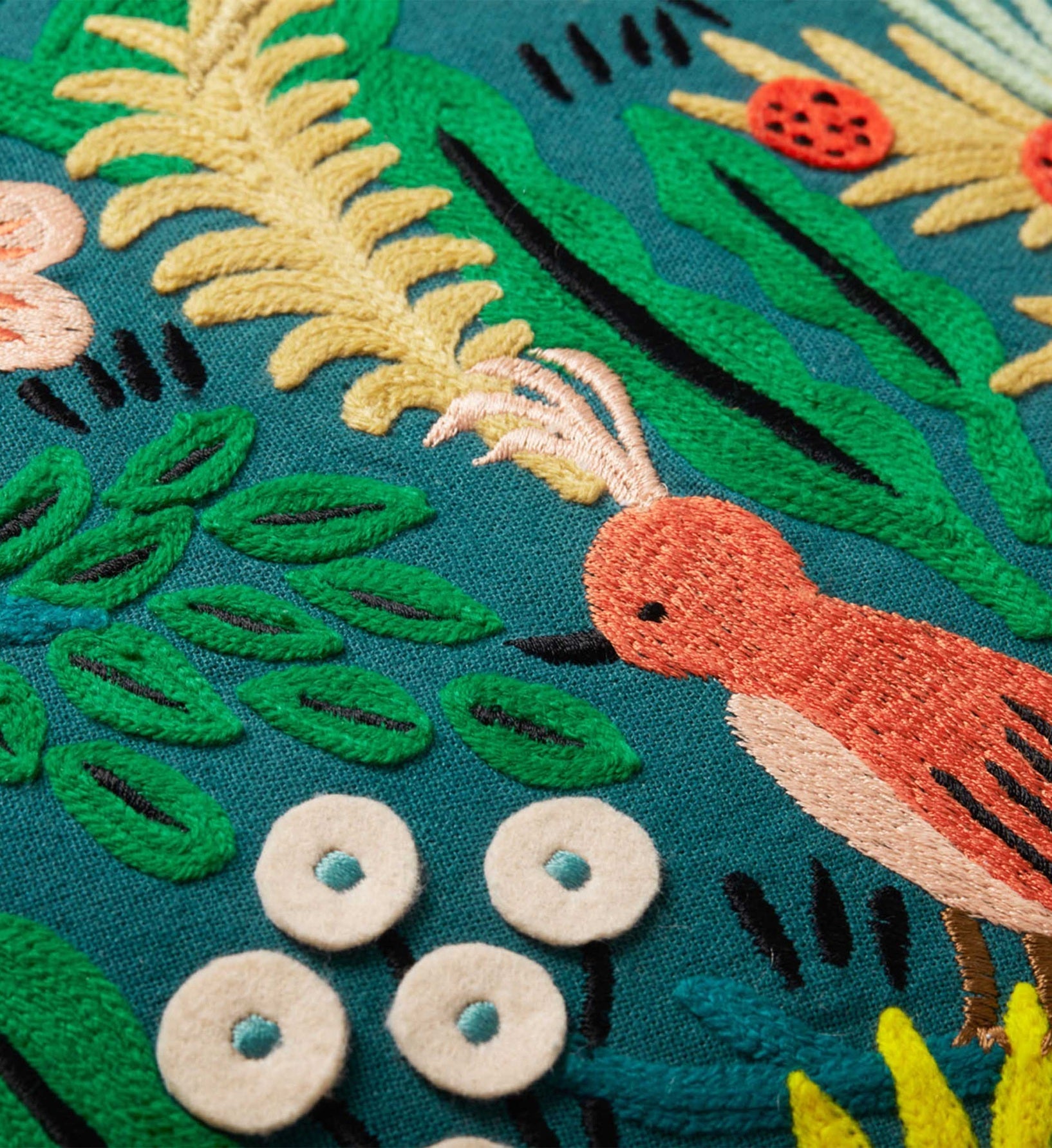 Jungle Embroidered Pillow - Multi