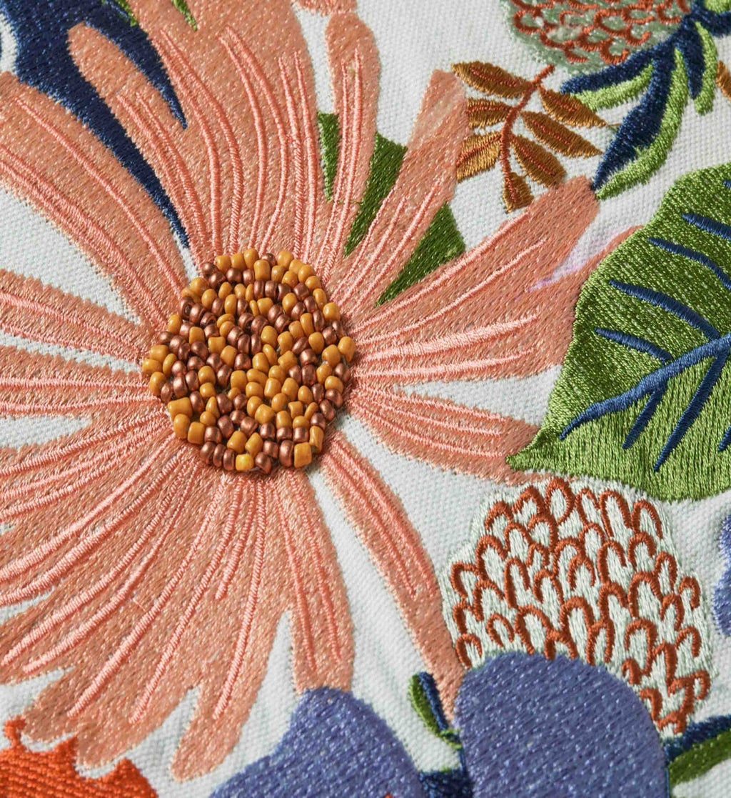 Dovecote Embroidered Pillow - Mint
