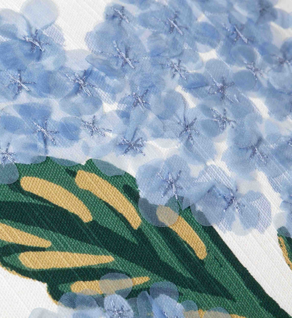 Hydrangea Bouquet Embellished Pillow - Cream