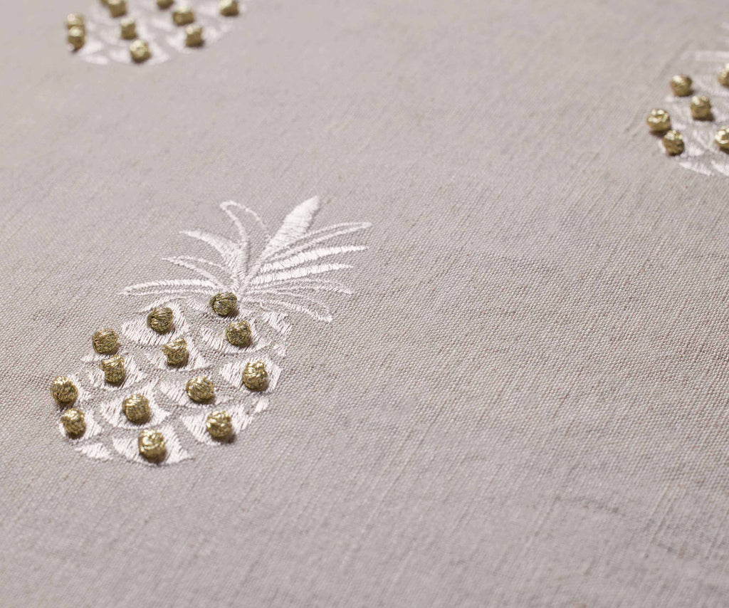 Pineapple Embroidered Pillow - Khaki
