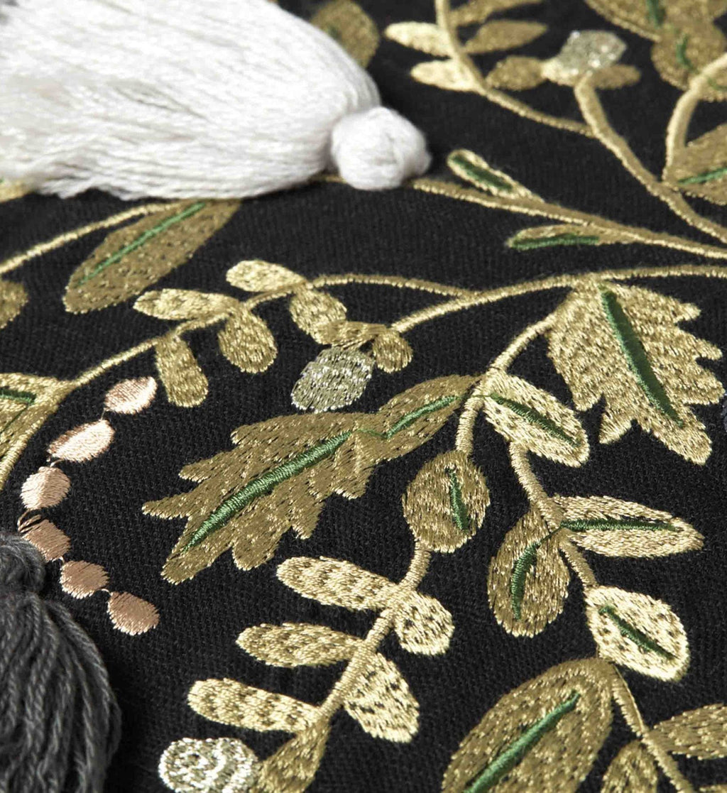 Vase Study No. 5 Embroidered Pillow - Black