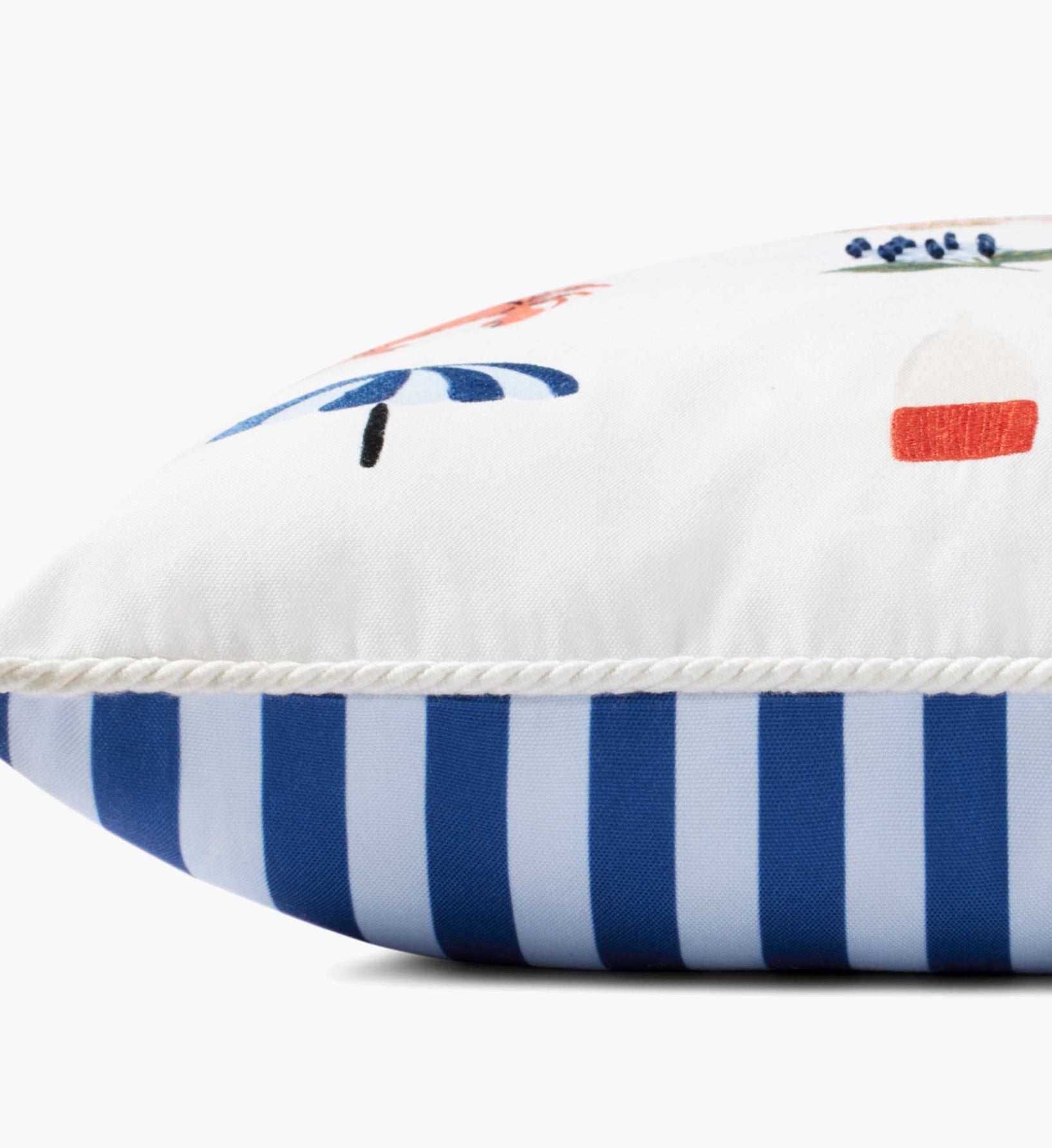 Seaside Embroidered Pillow - White