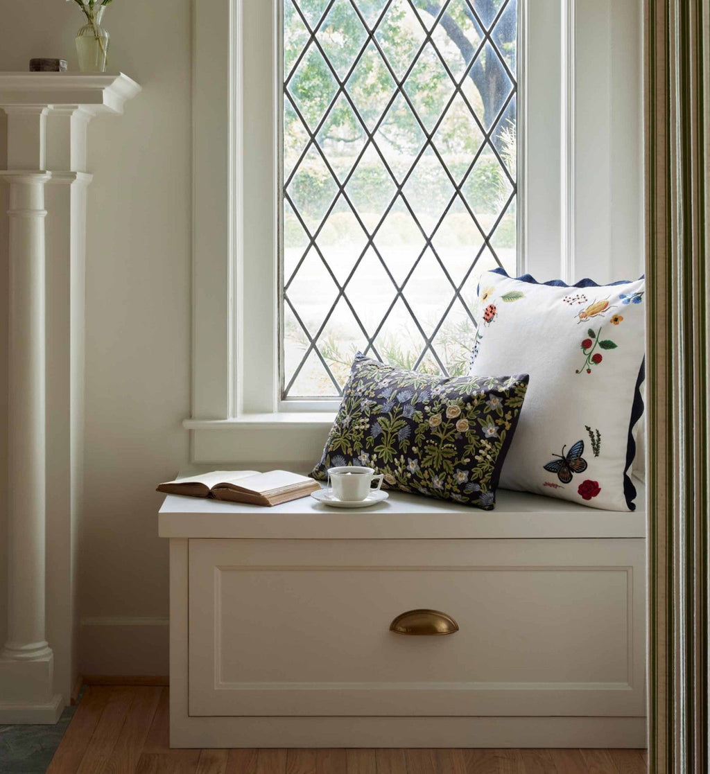 Curio Vignette Embroidered Pillow - White
