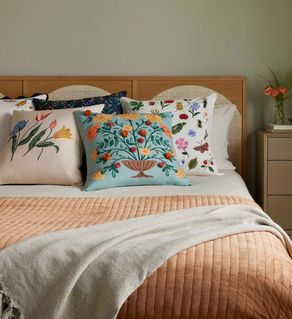 Marisol Embroidered Pillow - Light Green