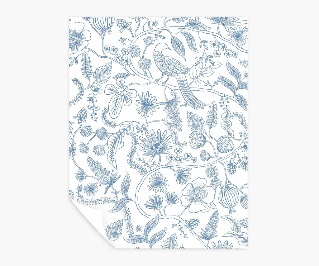 Aviary Peel & Stick Wallpaper Sample - Blue & Cream