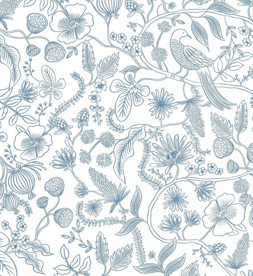 Aviary Peel & Stick Wallpaper - Blue & Cream