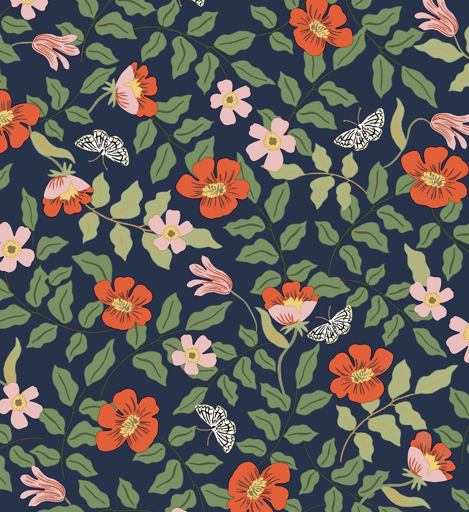 Primrose Peel & Stick Wallpaper - Rose & Navy