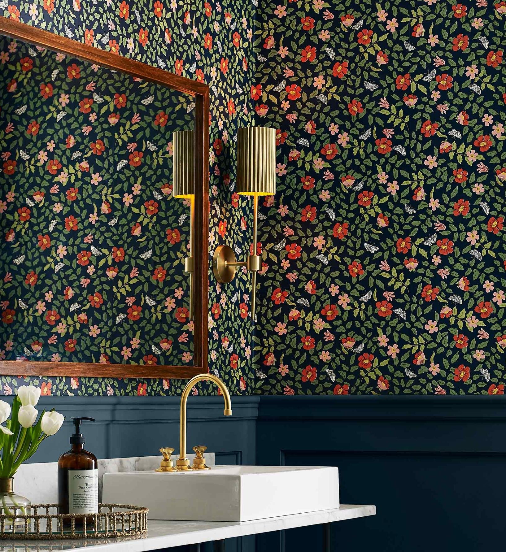 Primrose Peel & Stick Wallpaper - Rose & Navy