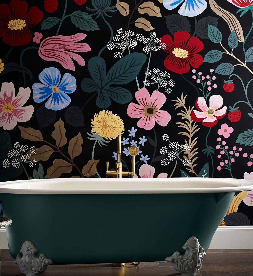 Strawberry Fields Peel & Stick Mural - Black