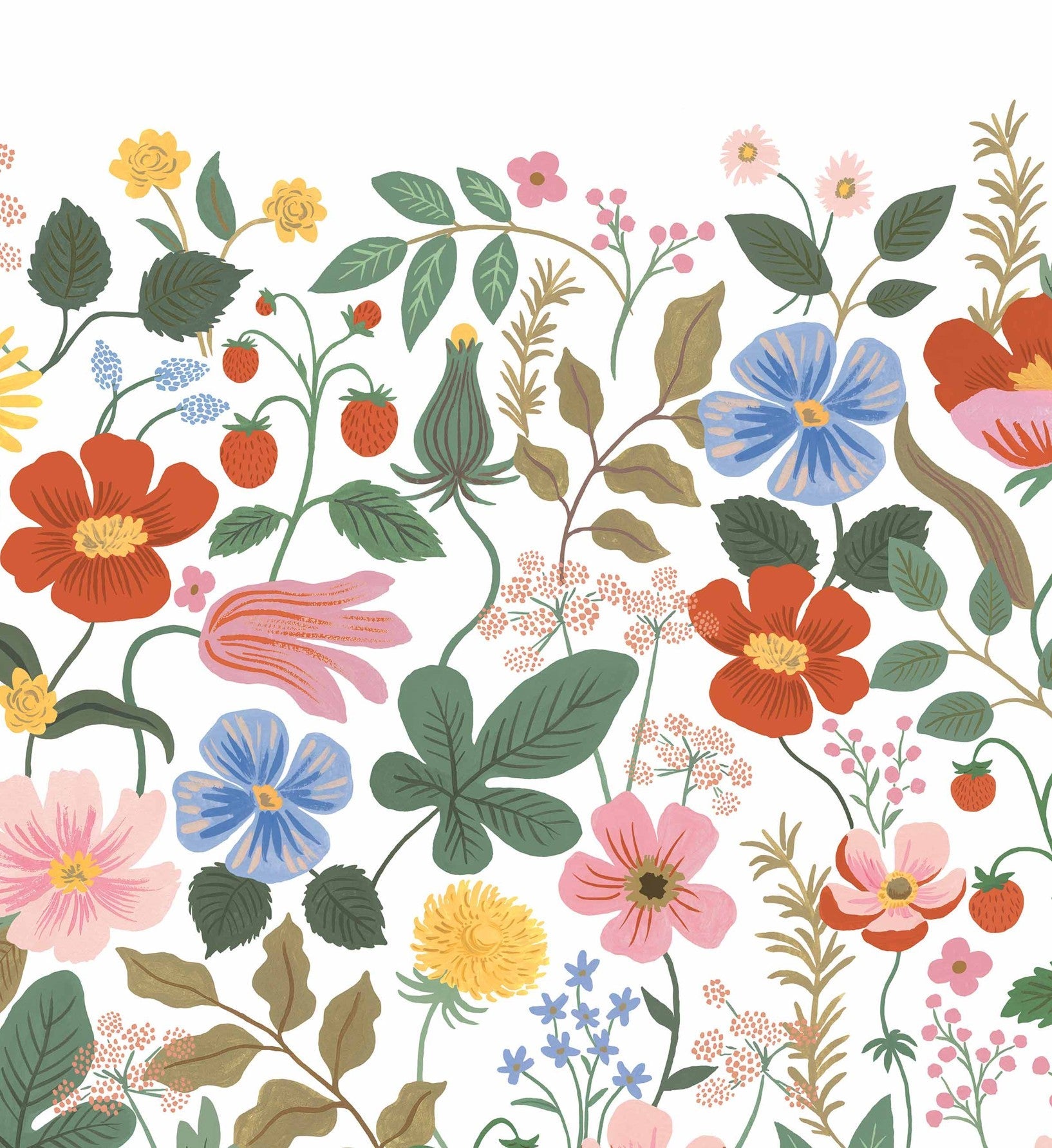 Strawberry Fields Peel & Stick Mural - White