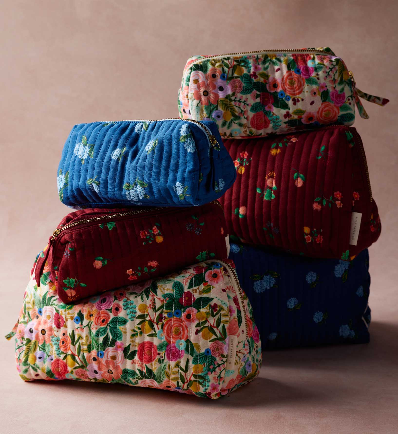 Quilted Large Cosmetic Pouch - Garden Party