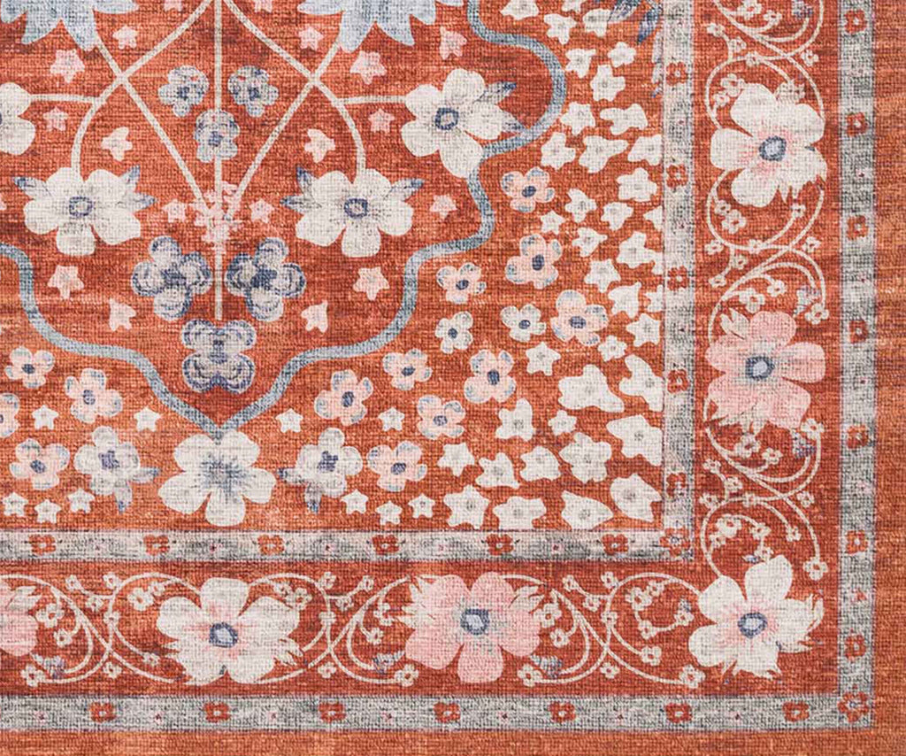 Palais Meadow Printed Rug - Crimson