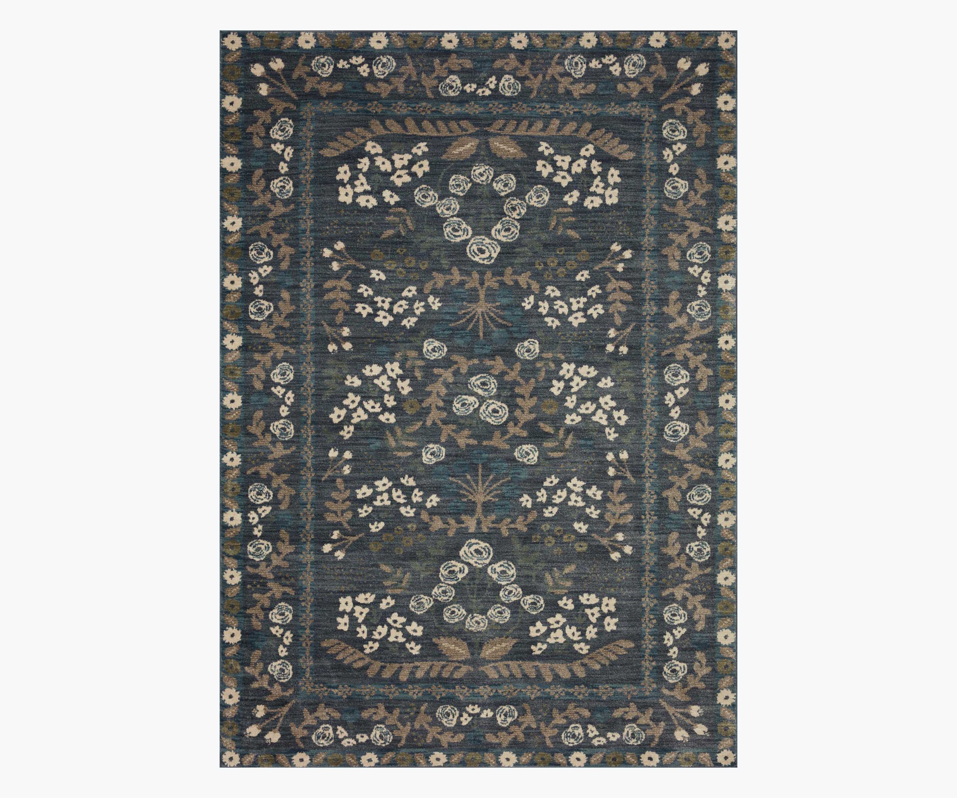 Fiore Florence Power Loomed Rug -  Navy & Grey