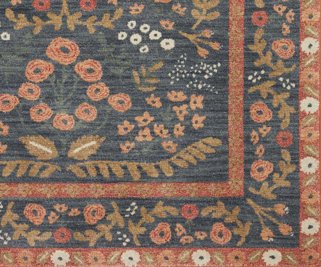 Fiore Florence Power Loomed Rug - Navy & Rust
