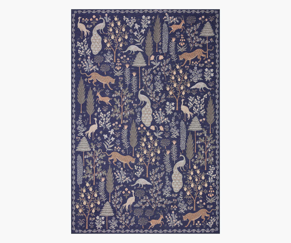 Menagerie Forest Printed Rug - Navy