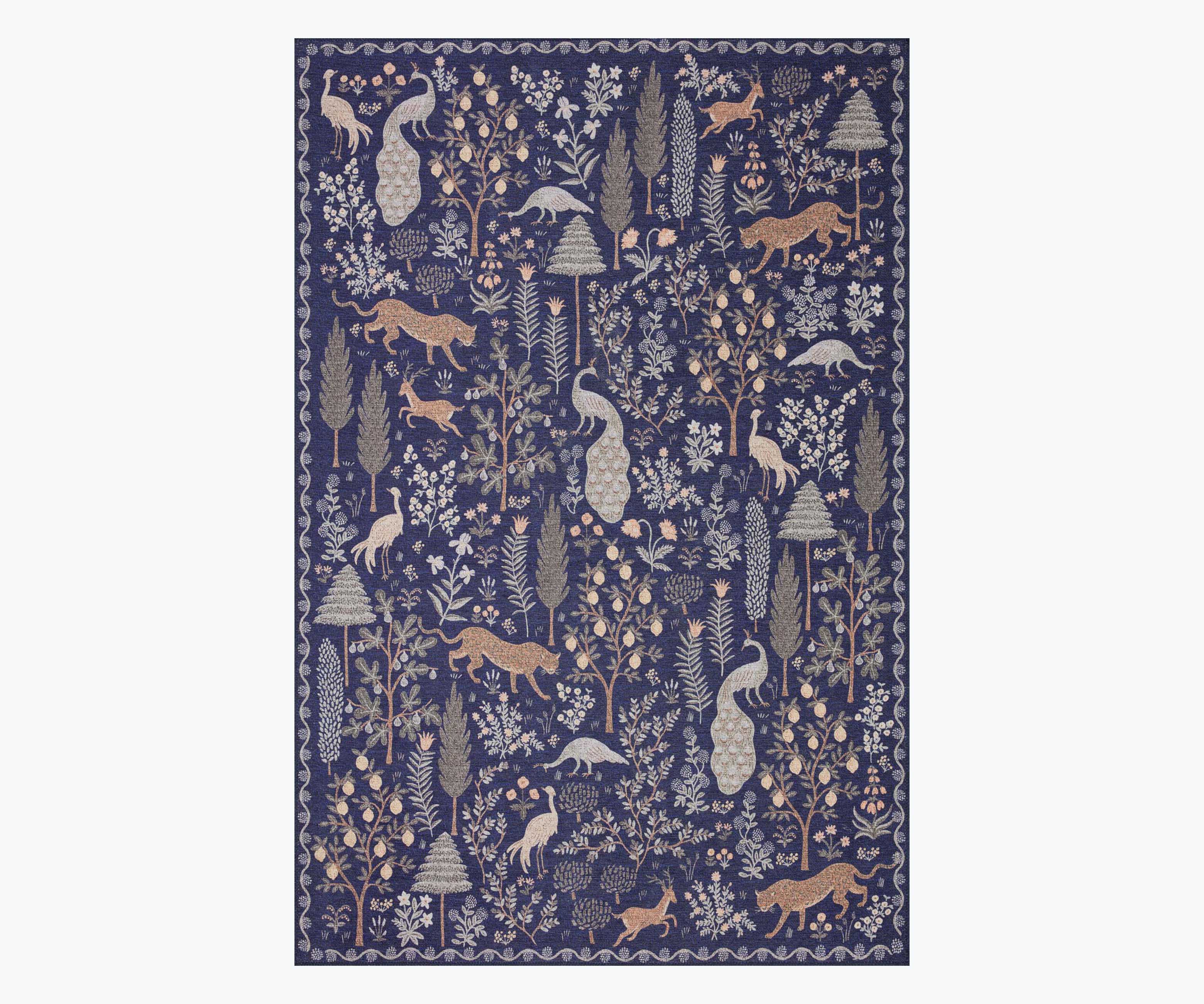 Menagerie Forest Printed Rug - Navy