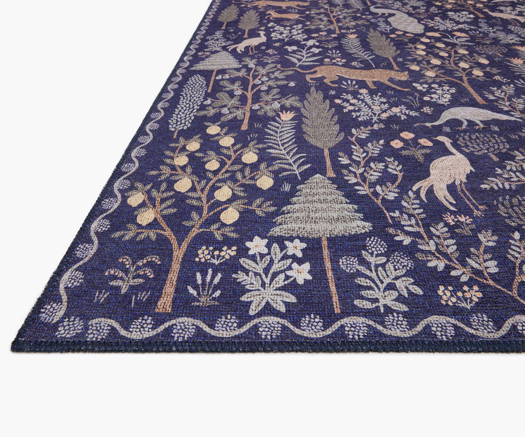 Menagerie Forest Printed Rug - Navy