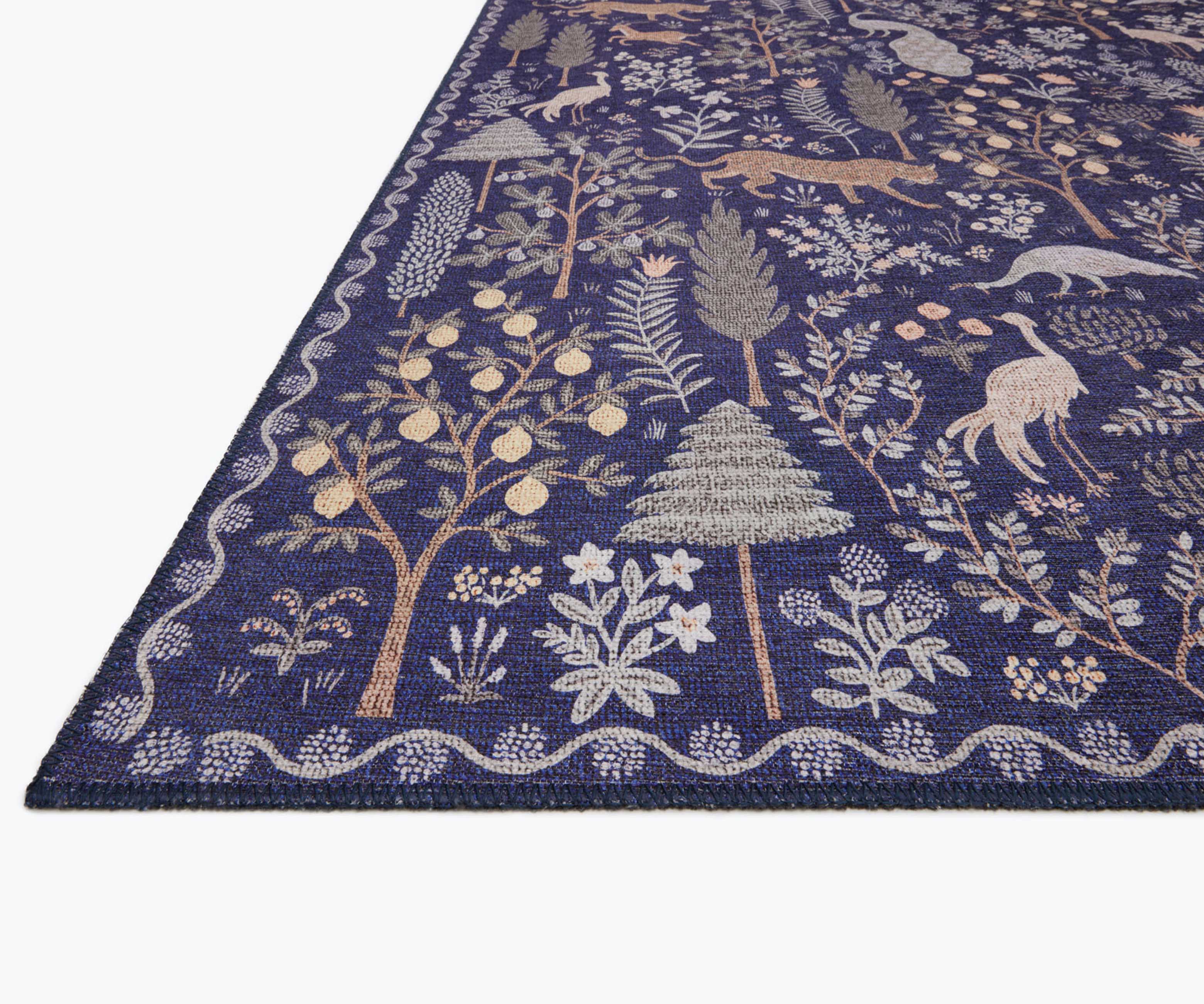 Menagerie Forest Printed Rug - Navy