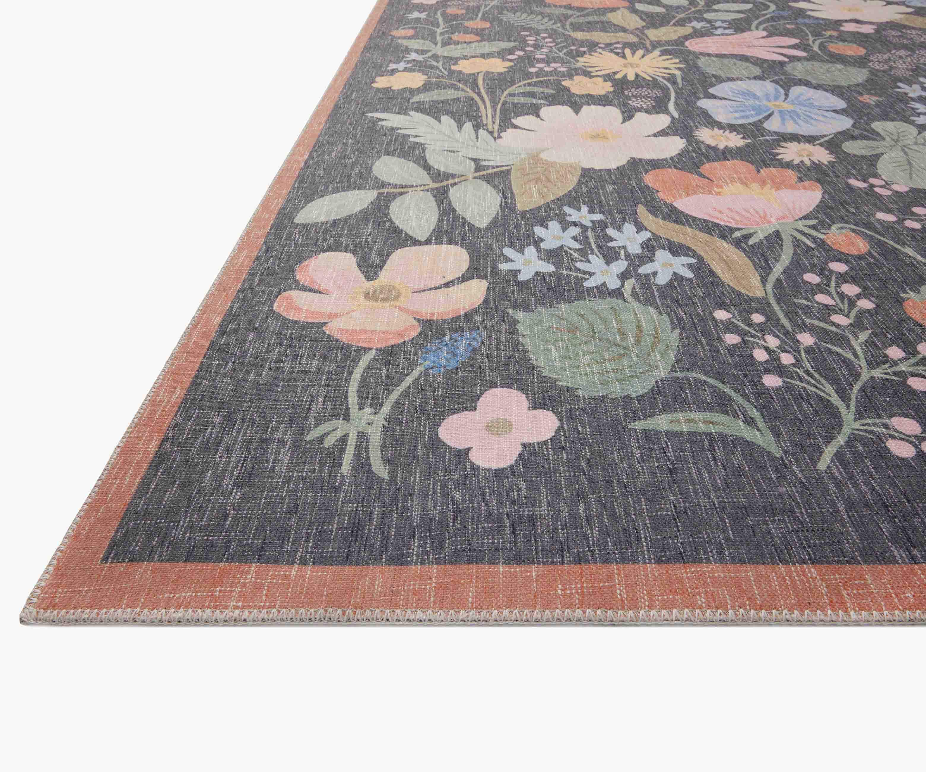 Cotswolds Strawberry Fields Power Loomed Rug - Black