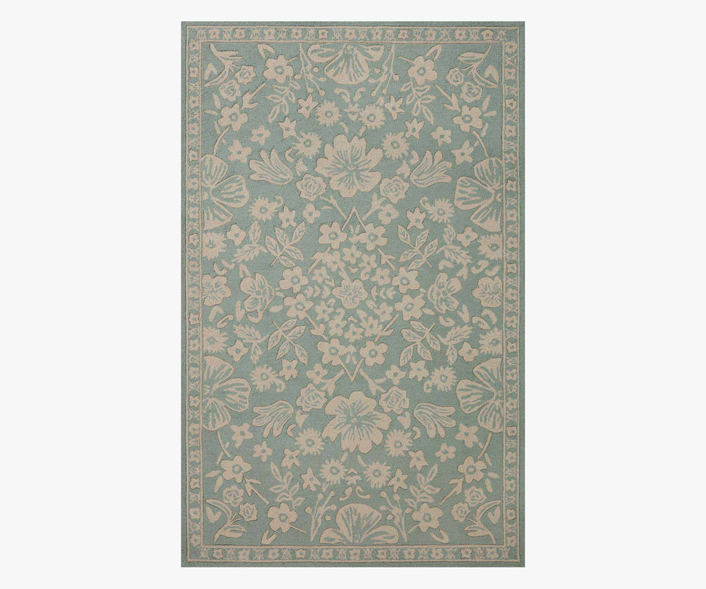 Arboretum Rose Garden Wool-Hooked Rug - Jade