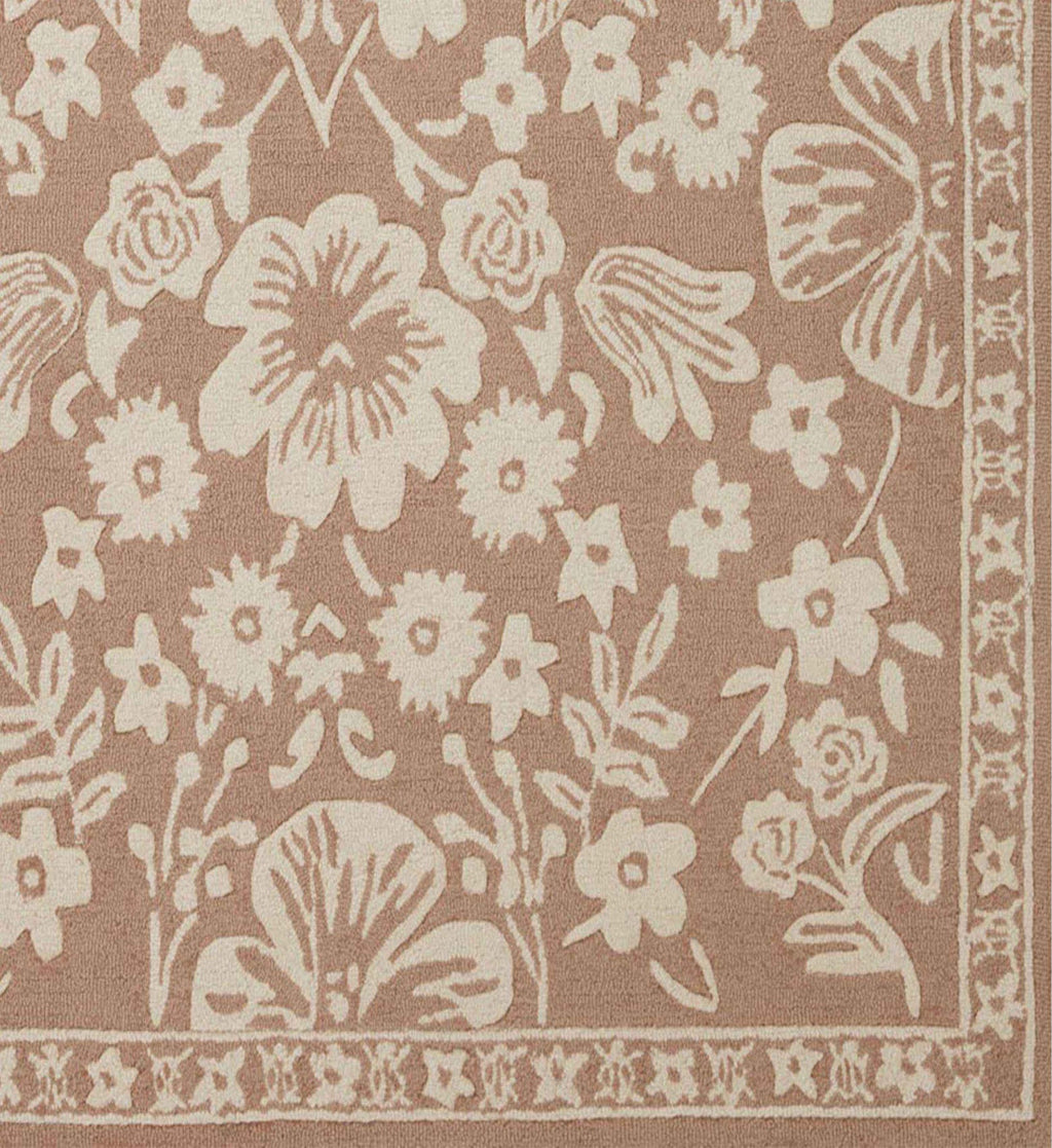 Arboretum Rose Garden Wool-Hooked Rug - Rust