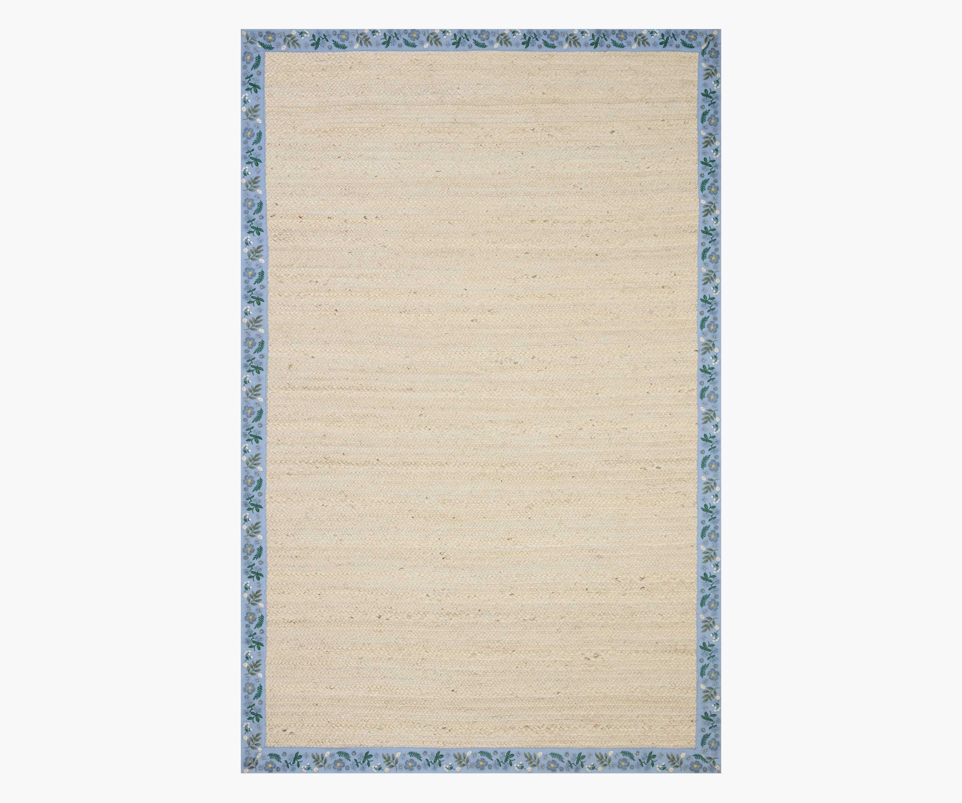 Costa Wildwood Jute Rug - Ivory & French Blue