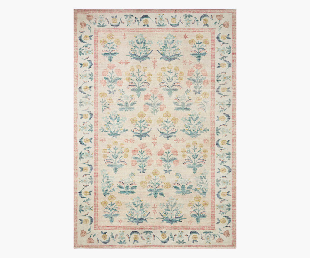 Eden Mughal Rose Power Loomed Rug - Blush