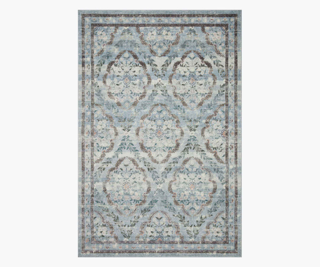 Courtyard Chateau Printed Rug - Blue