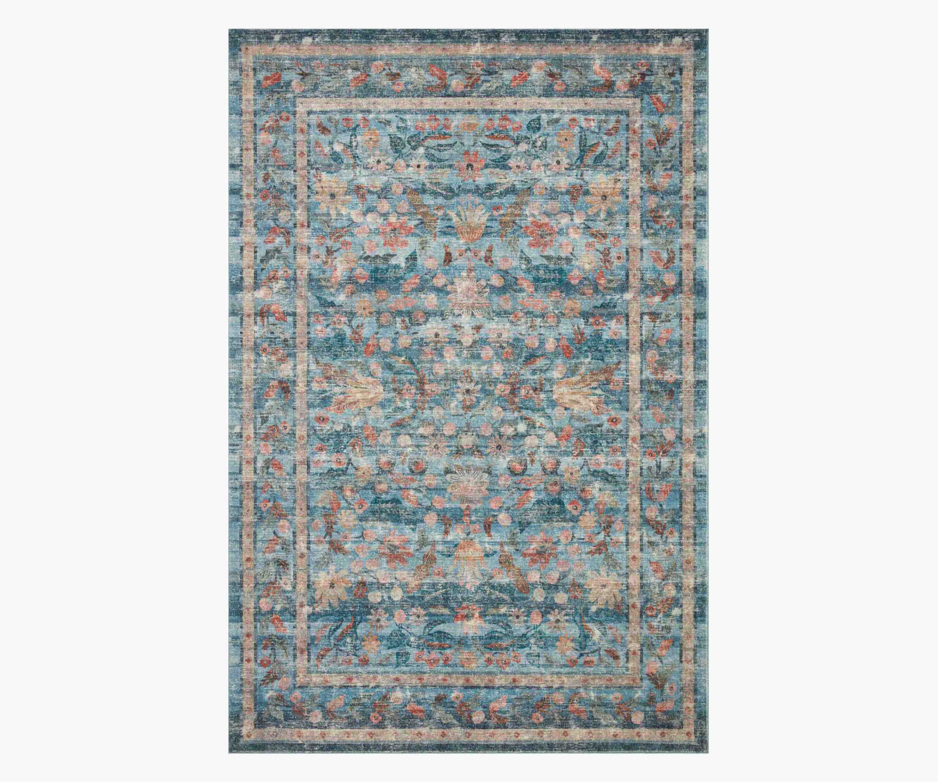 Courtyard Eve Printed Rug - Blue