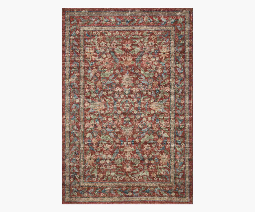 Courtyard Eve Printed Rug - Crimson