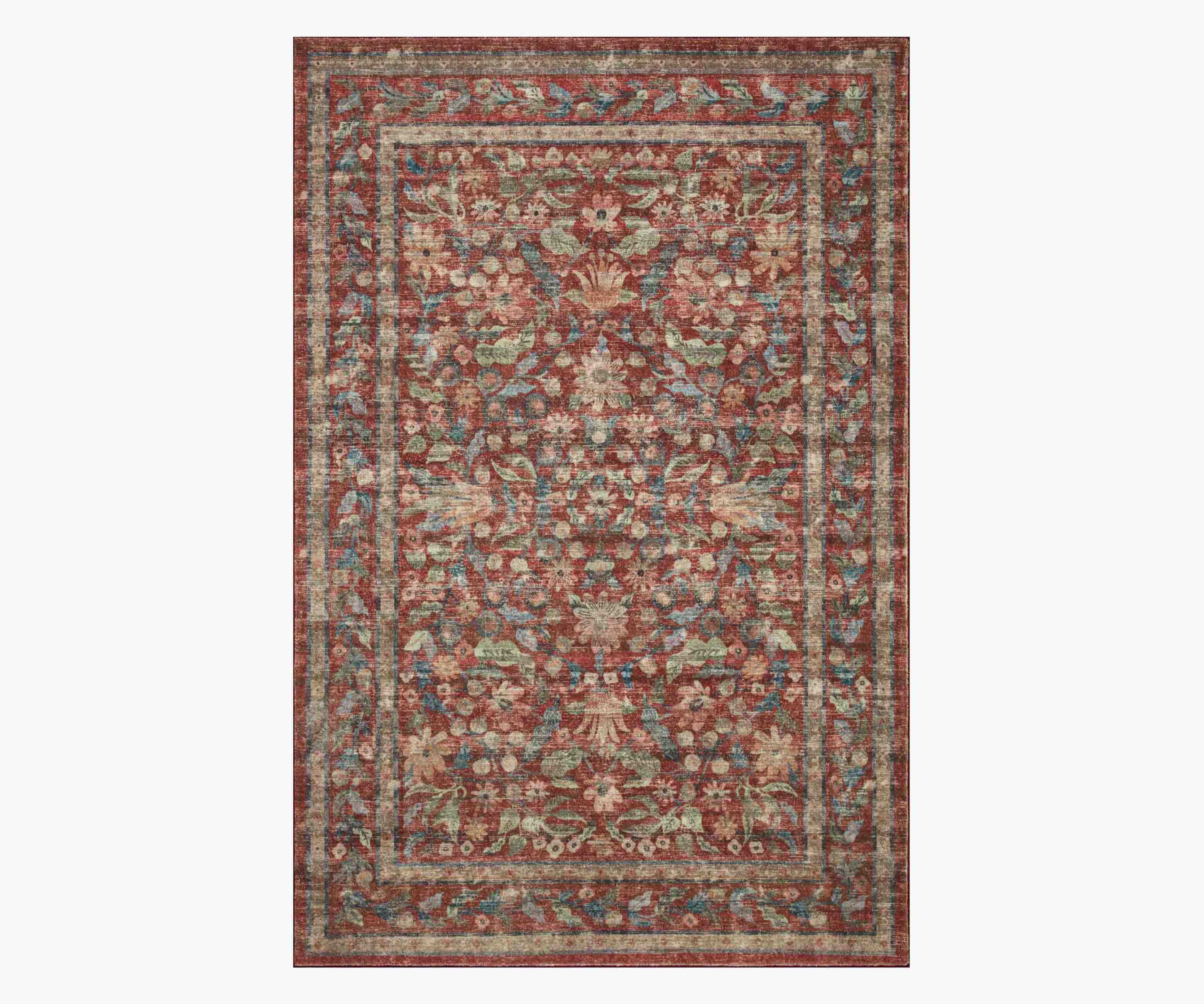 Courtyard Eve Printed Rug - Crimson