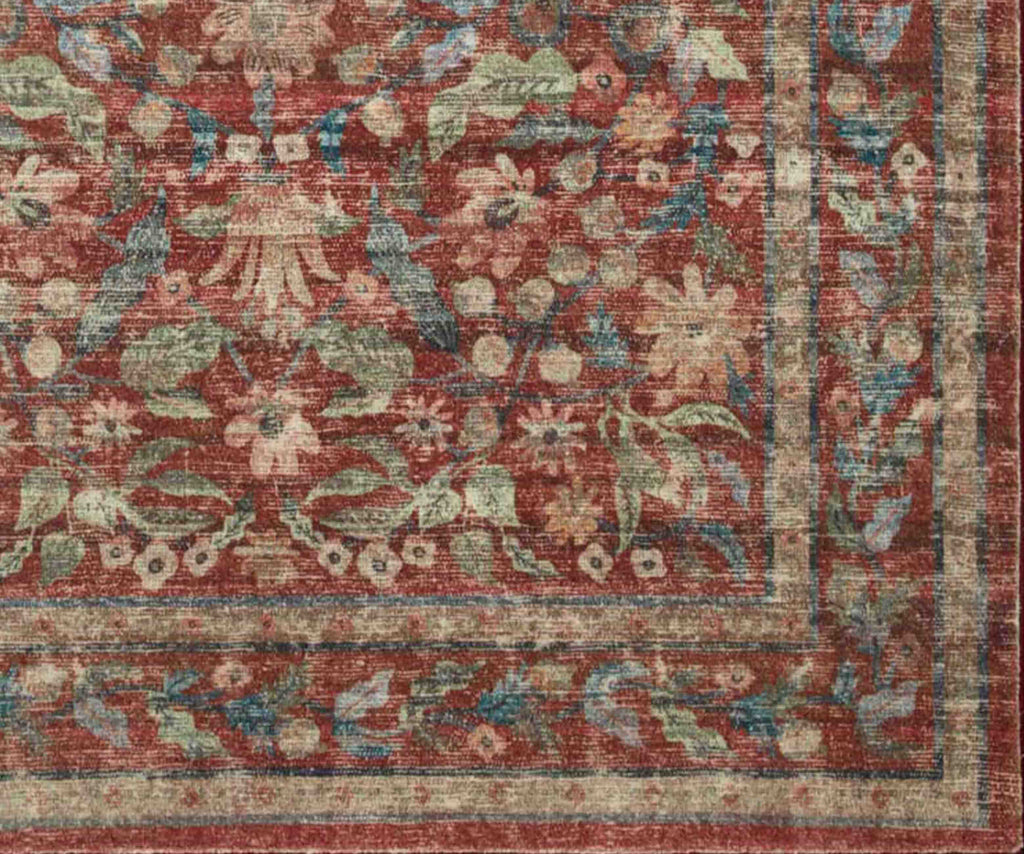 Courtyard Eve Printed Rug - Crimson