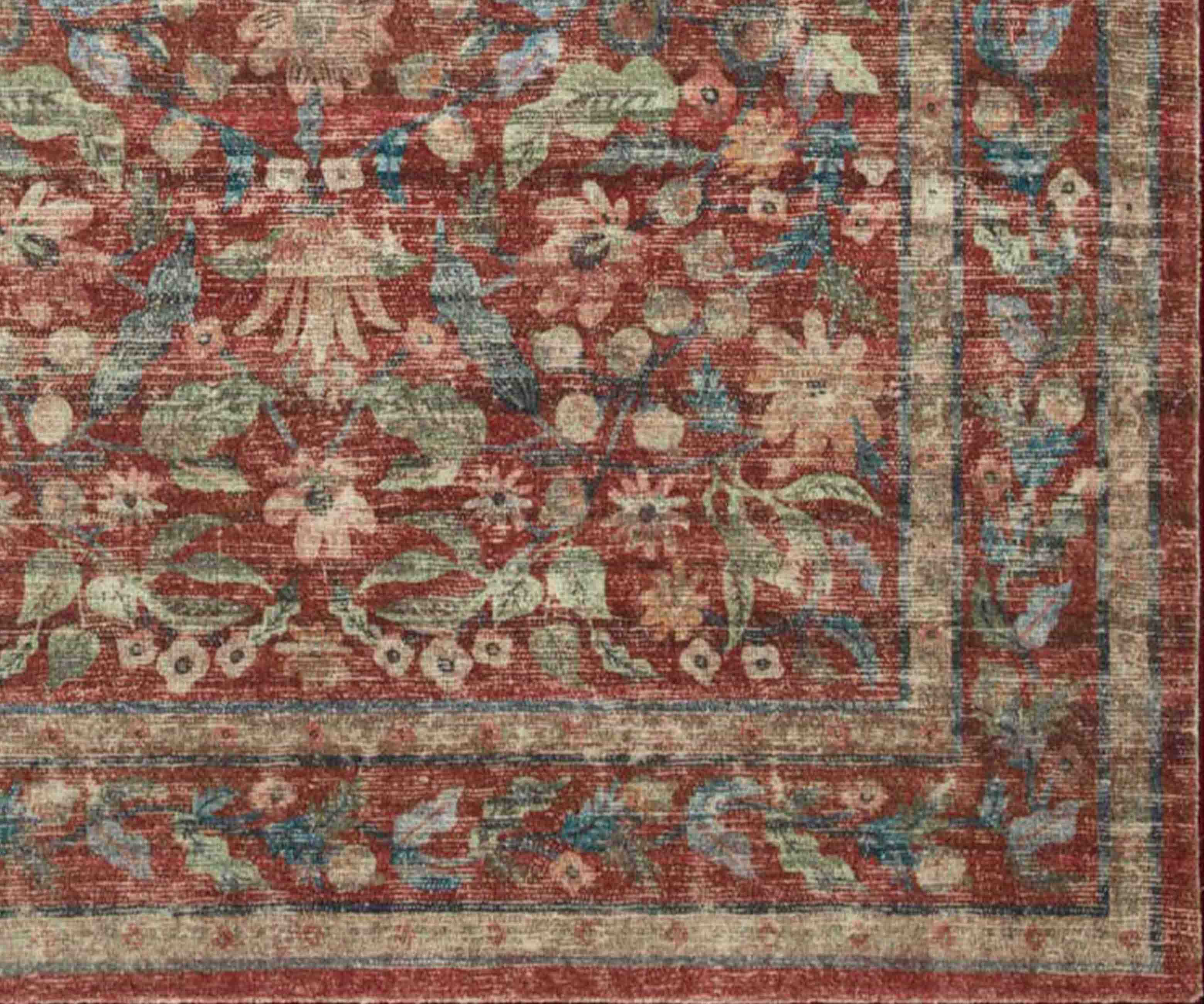 Courtyard Eve Printed Rug - Crimson