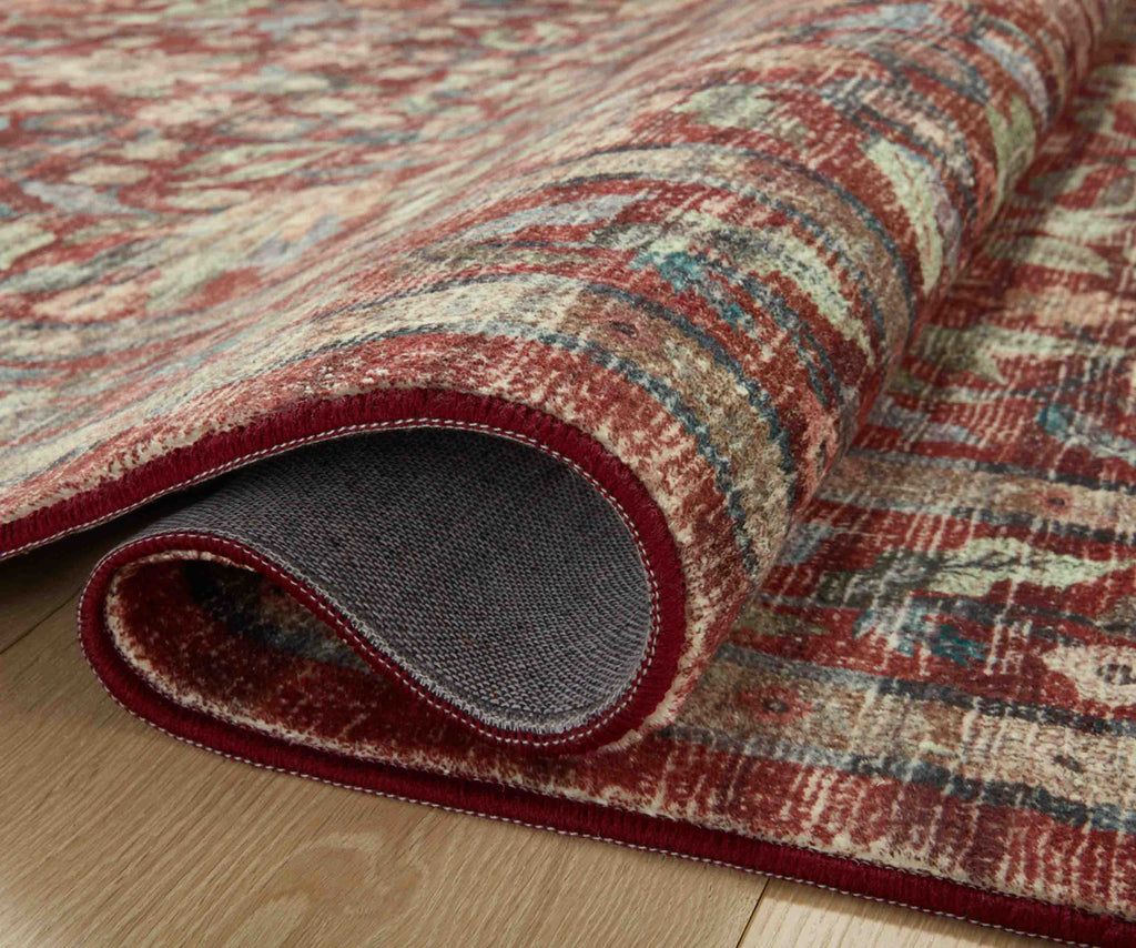 Courtyard Eve Printed Rug - Crimson