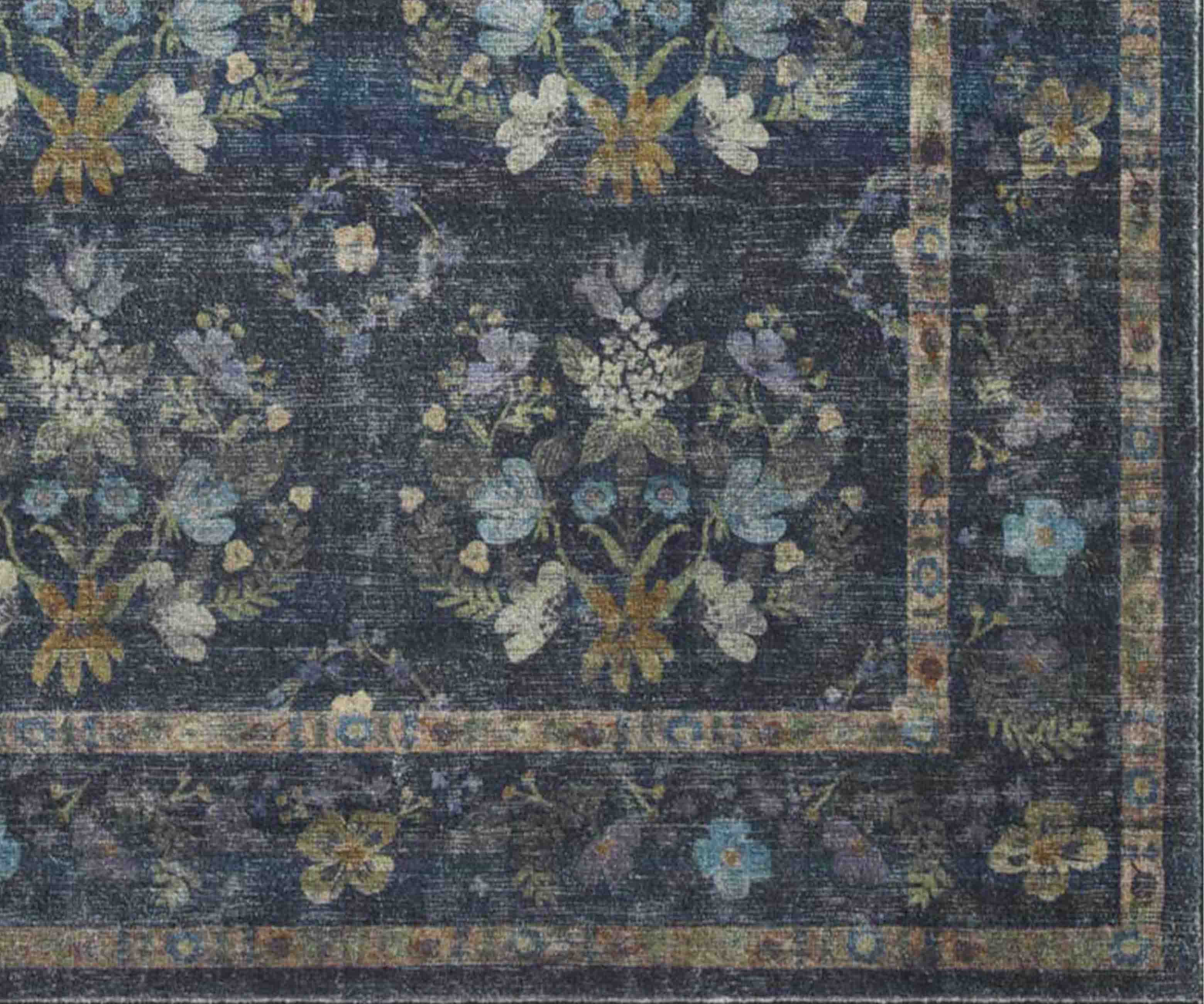 Courtyard Seville Printed Rug - Navy