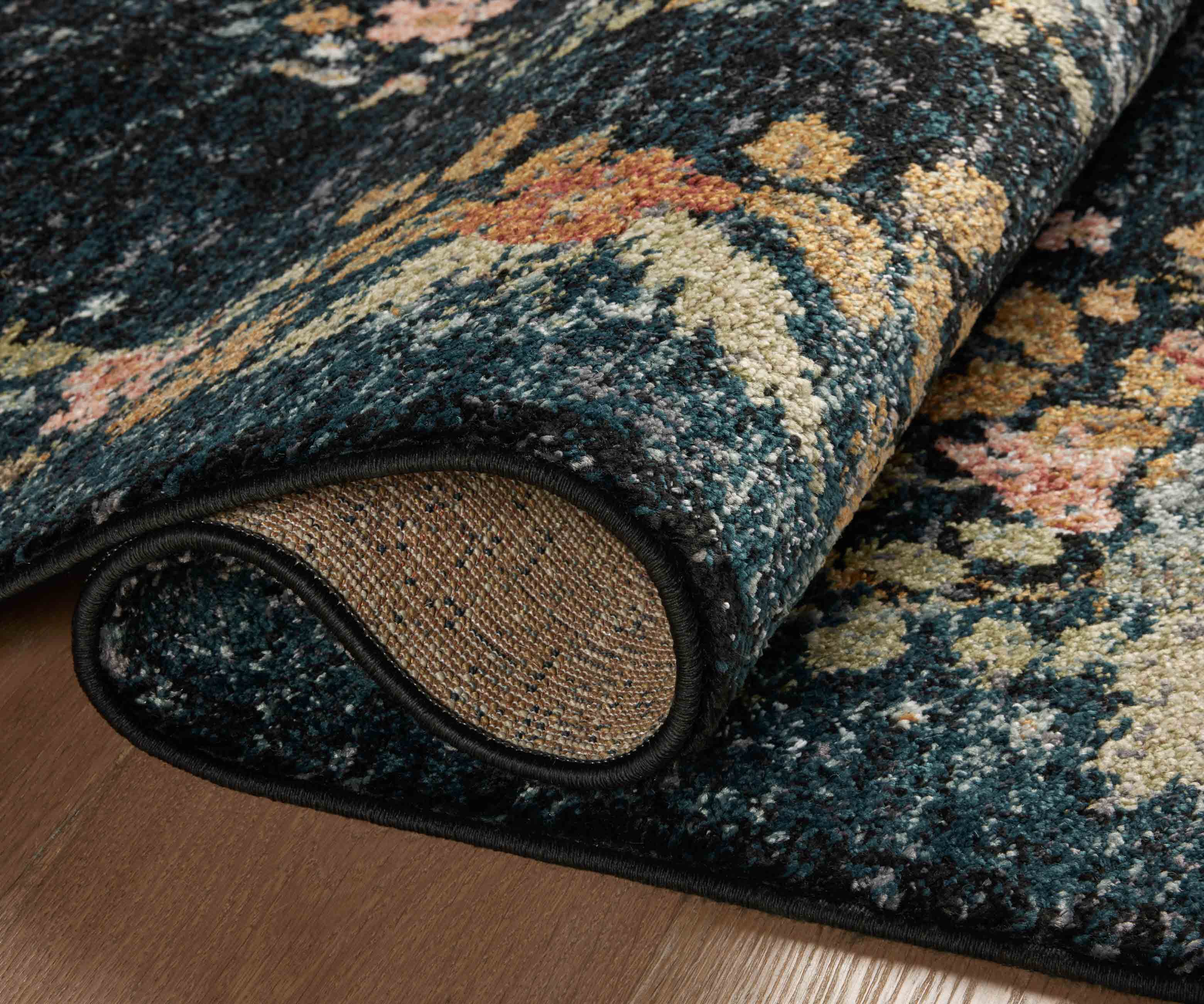 Laurel Strawberry Fields Medallion Power Loomed Rug - Navy