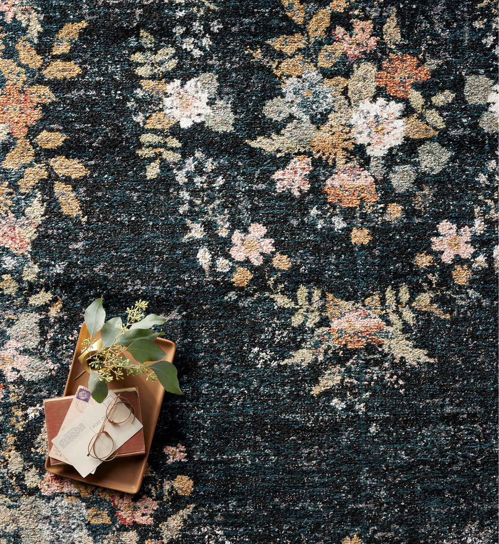 Laurel Strawberry Fields Medallion Power Loomed Rug - Navy