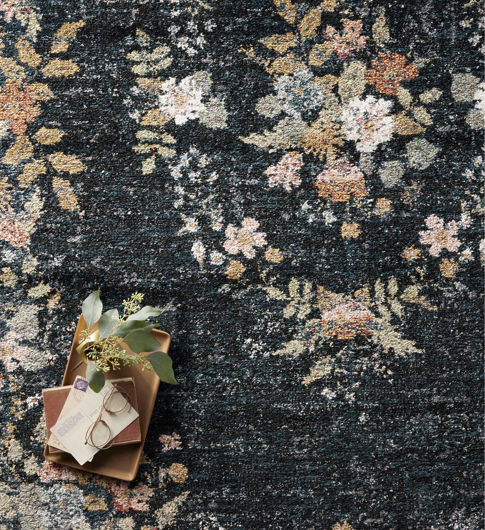 Laurel Strawberry Fields Medallion Power Loomed Rug - Navy