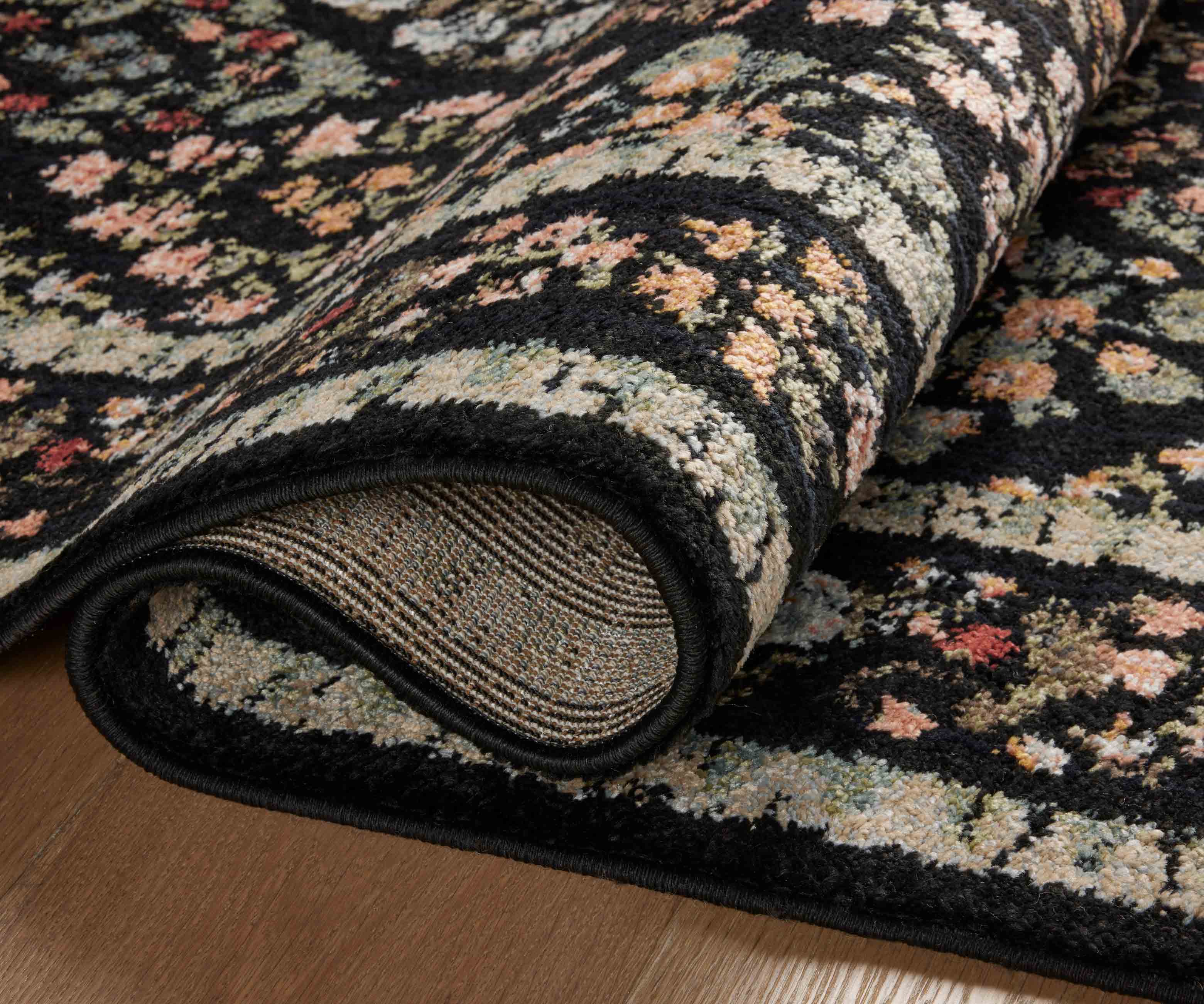 Laurel Parquet Power Loomed Rug - Black