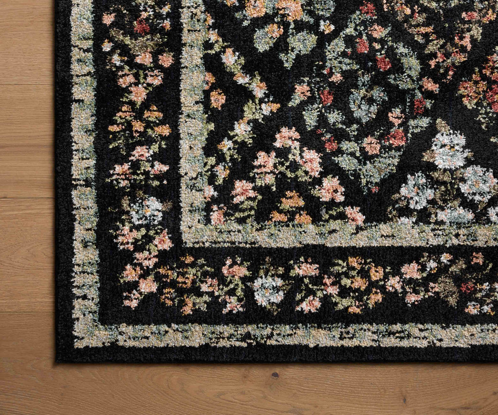 Laurel Parquet Power Loomed Rug - Black