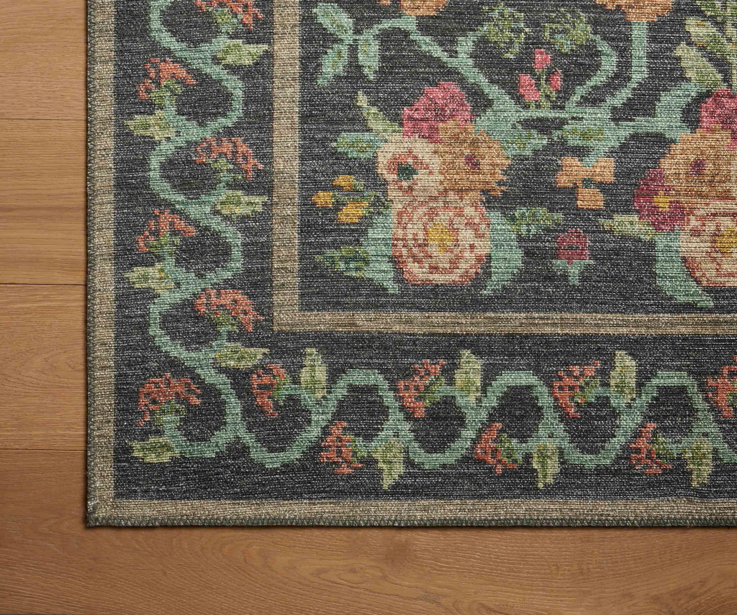 Rosa Power Loomed Rug - Black