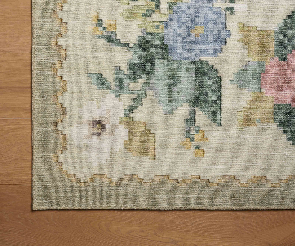 Rosa Antique Rose Power Loomed Rug - Cream