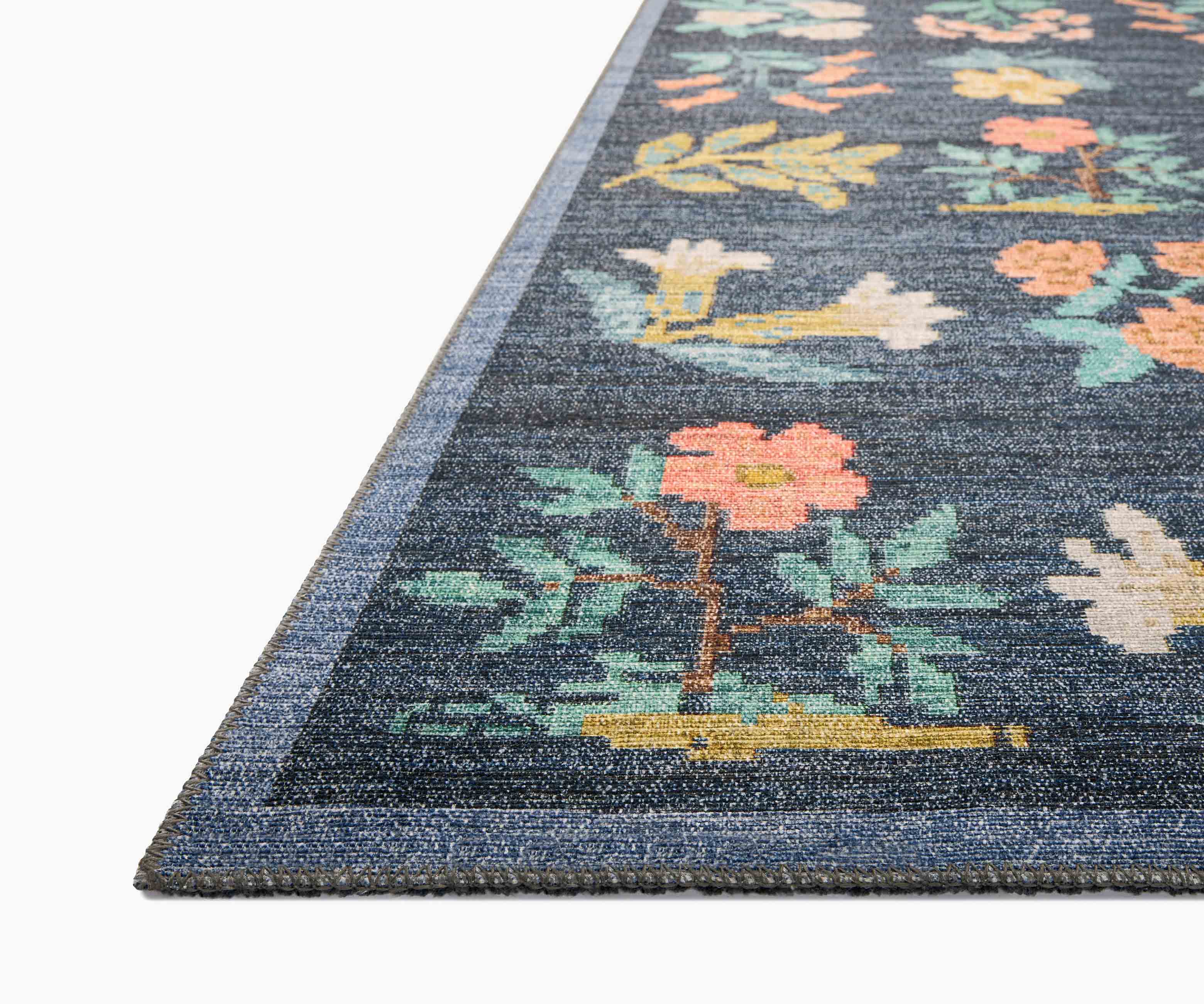 Rosa Hawthorne Power Loomed Rug - Navy