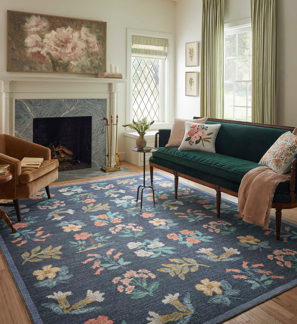 Rosa Hawthorne Power Loomed Rug - Navy