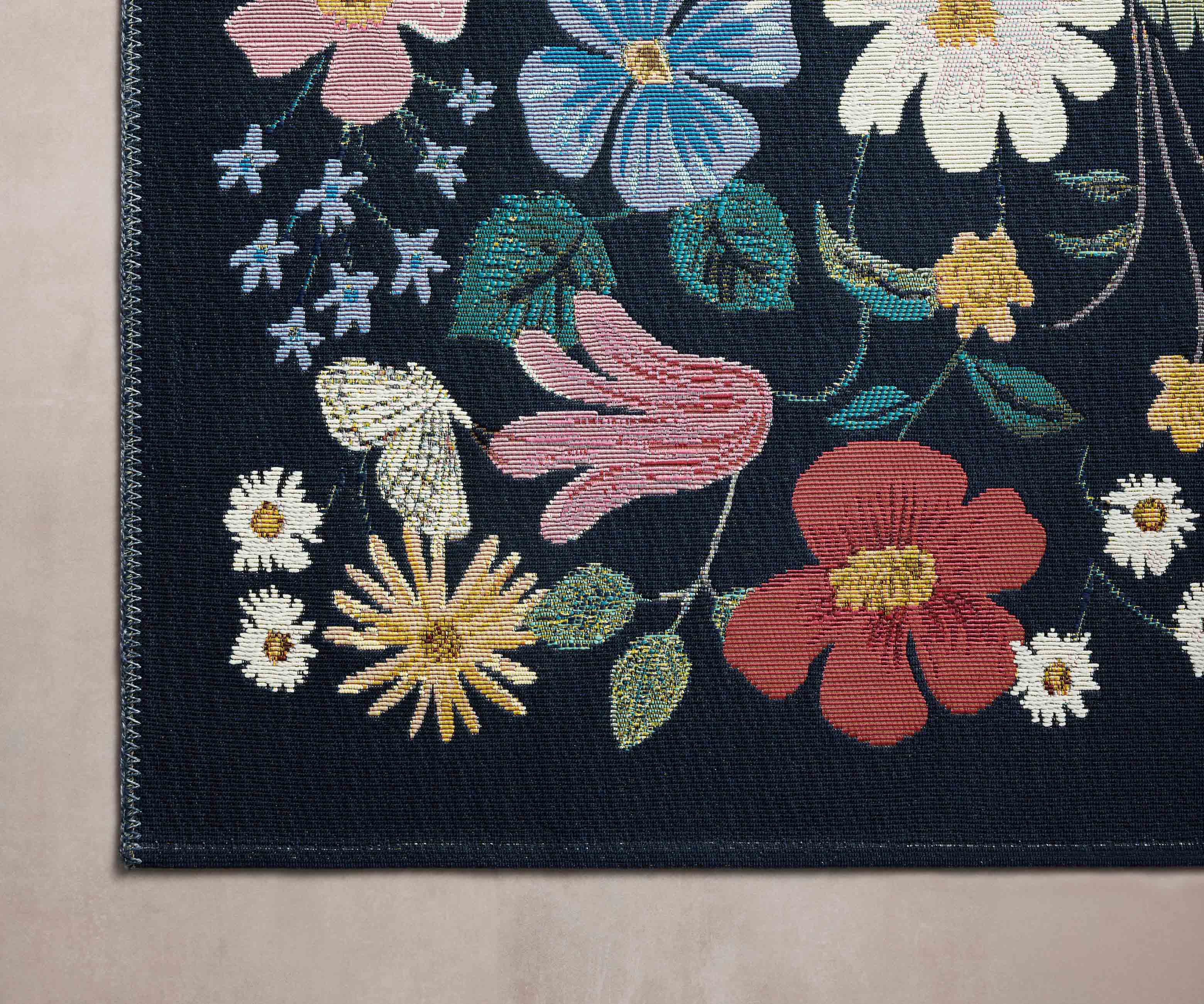 Perennial Strawberry Fields Power Loomed Rug - Black