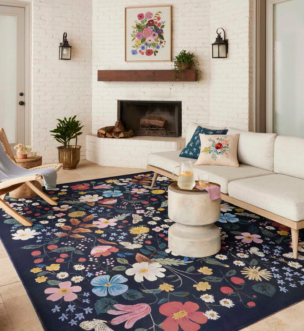 Perennial Strawberry Fields Power Loomed Rug - Black