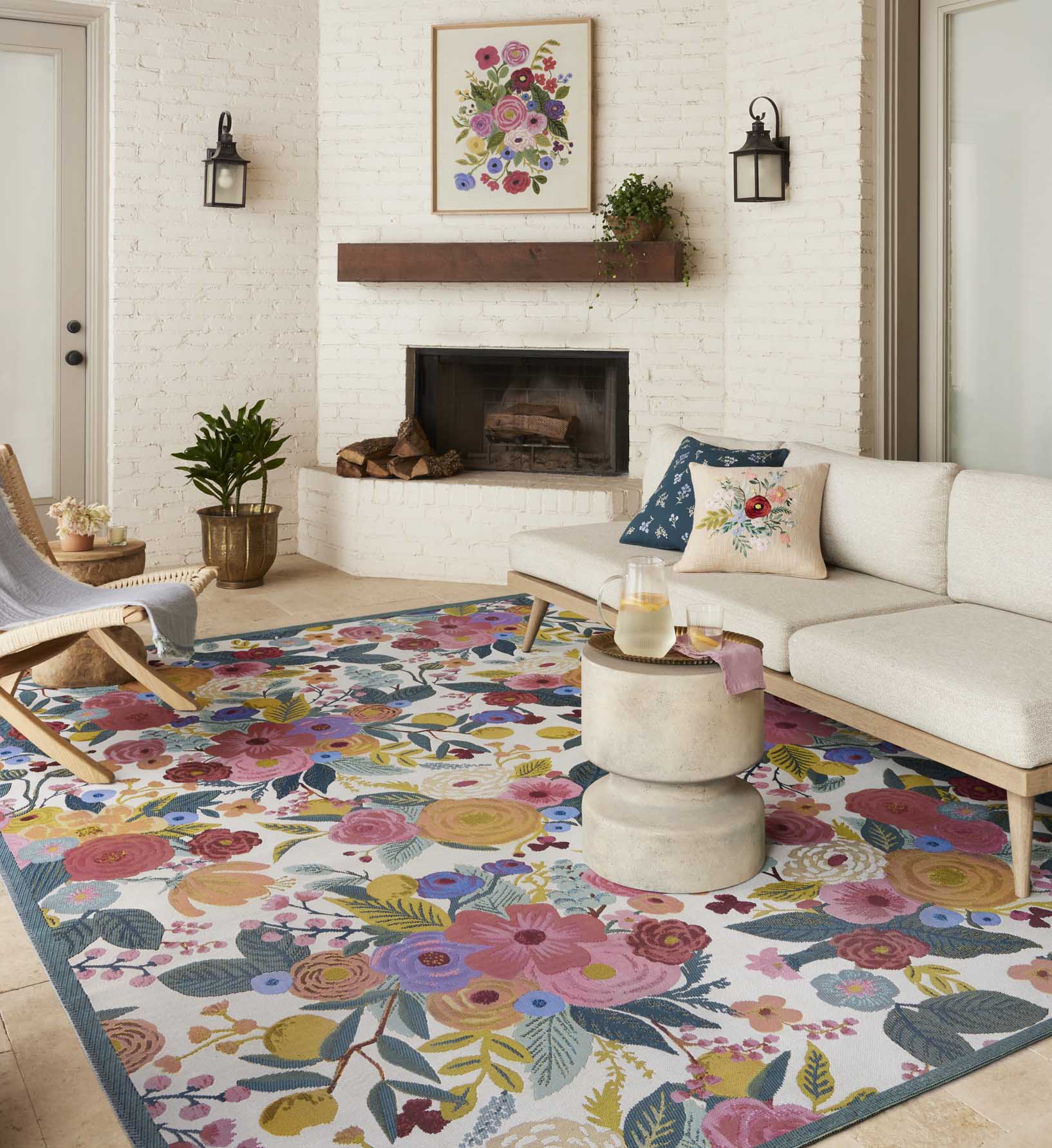 Perennial Garden Party Power Loomed Rug - Rose Multi
