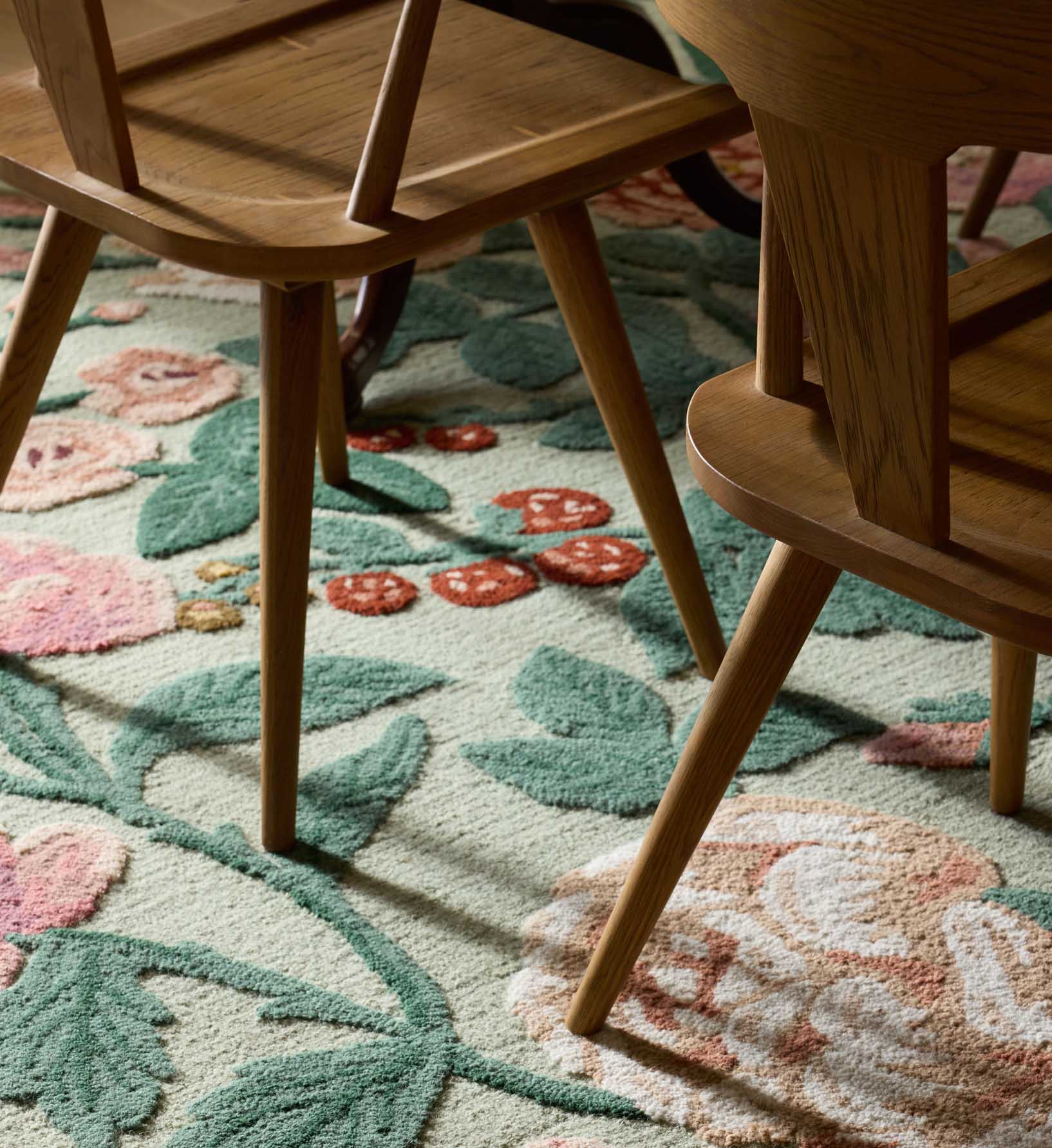 Highgrove Roses Wool Hooked Rug - Mint