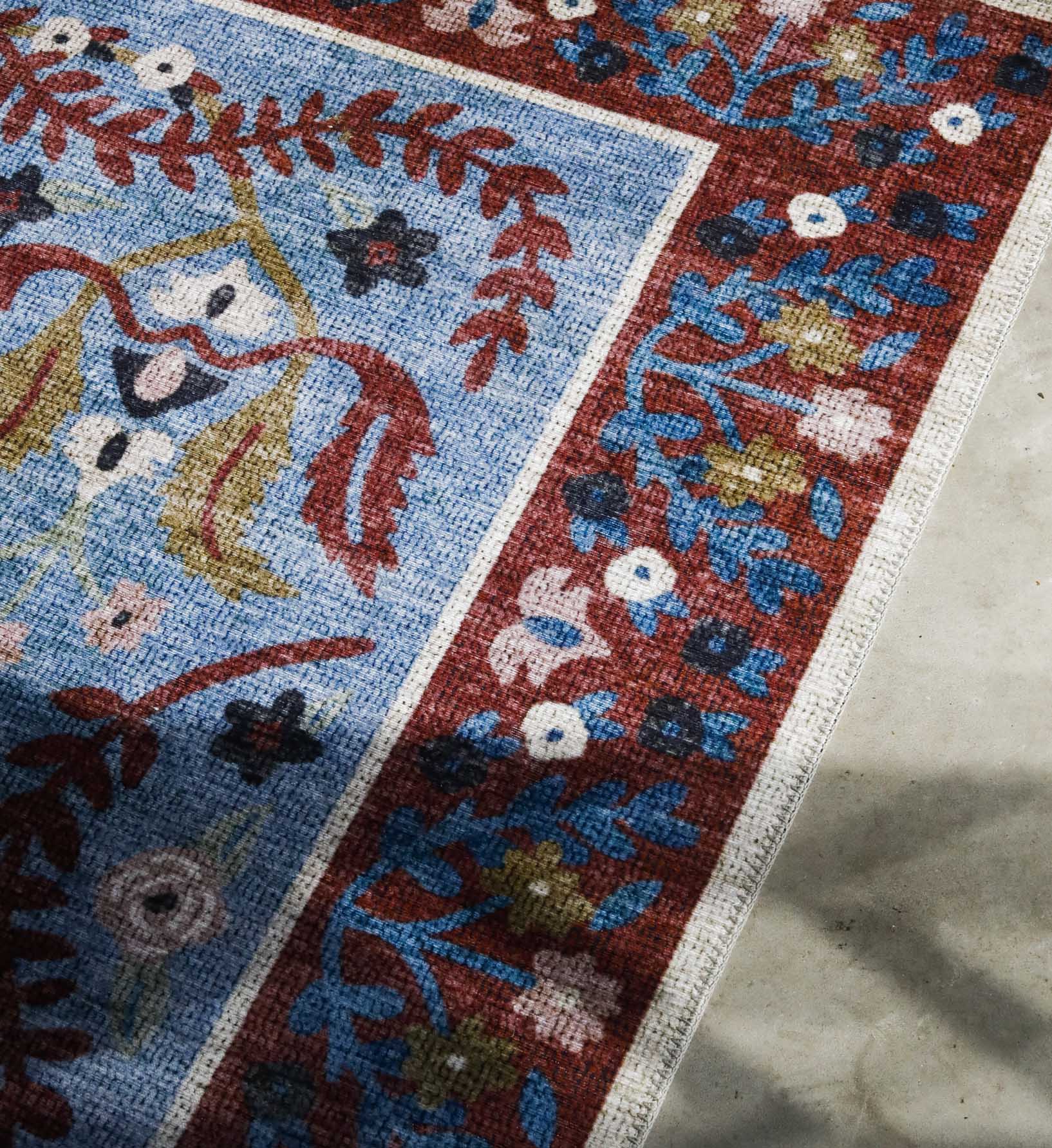 Canopy Edie Printed Rug - Red & Blue
