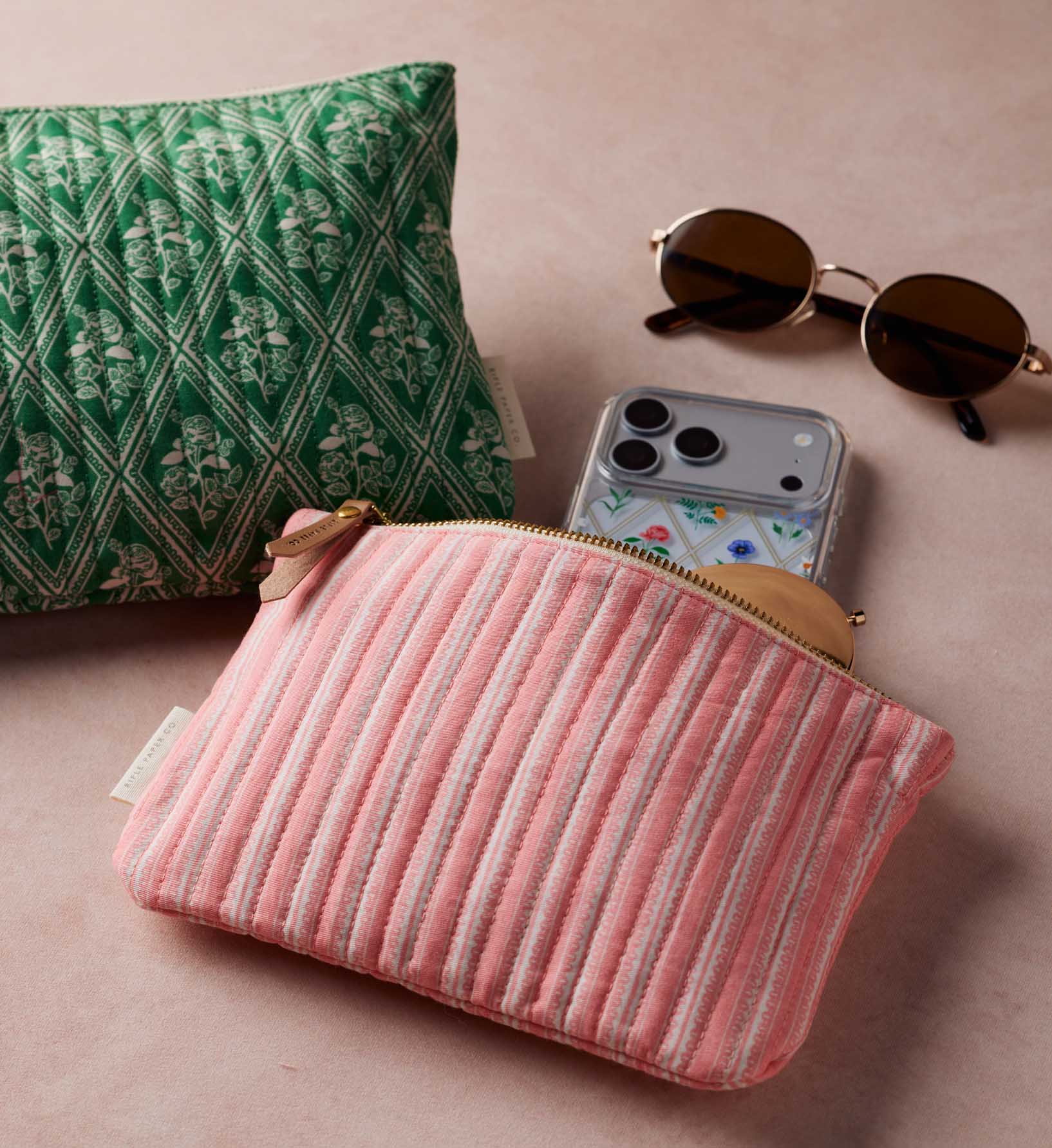 Quilted Pouch Set - Rose Study